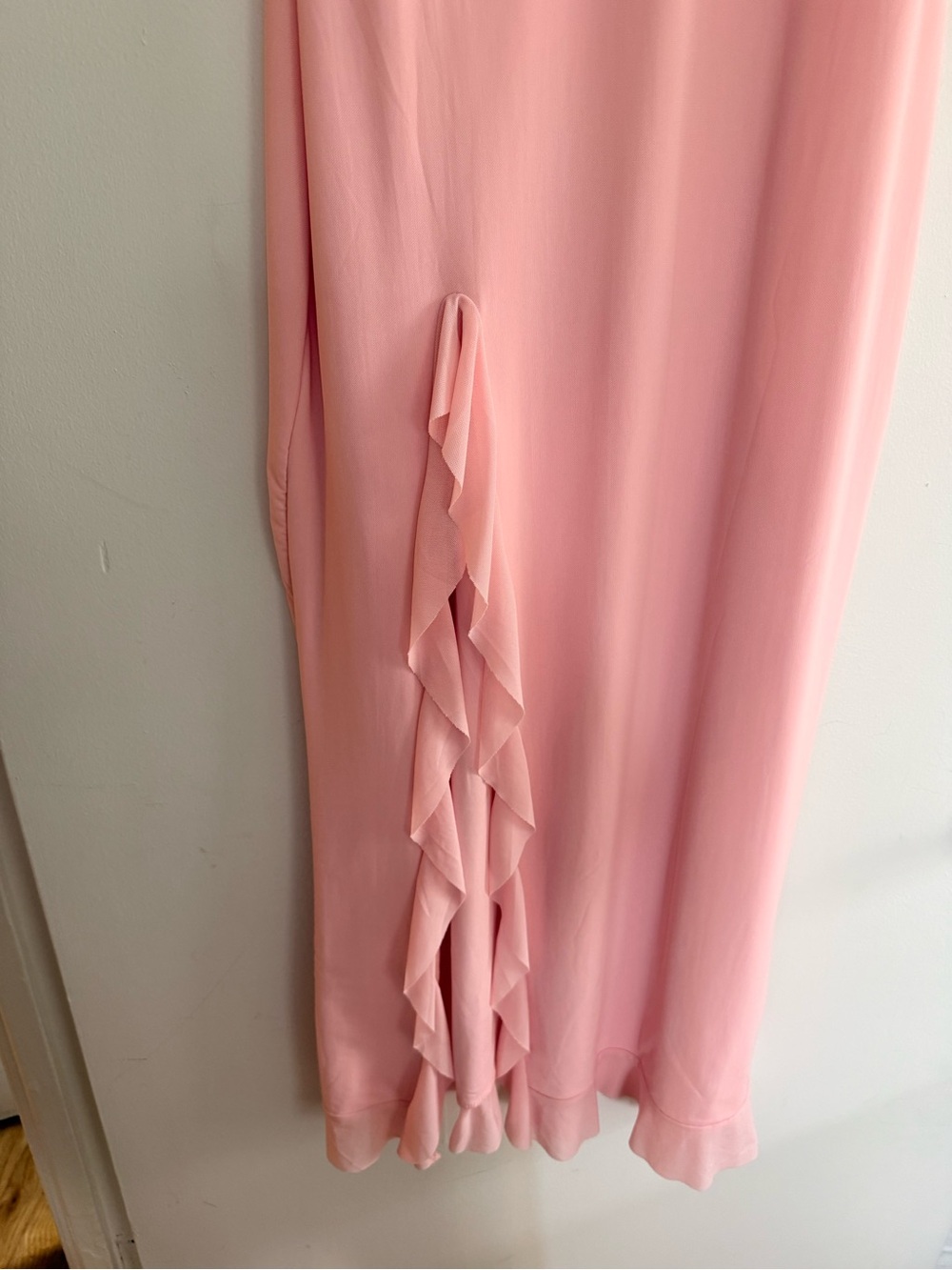Pink V-Neck Ruffle Slip Dress - Picture 2 of 4